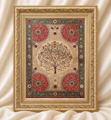 Yaşam Çiçeği Vintage  Çerçeveli Tablo, Klasik Antik Çerçeveli Tablo Modelleri