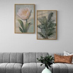 Soyut  Ahşap Tablo Çerçeveli 32x24 cm - Altın