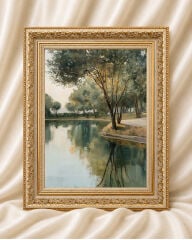 Manzara Vintage Yağlı Boya Görünümlü  Çerçeveli Tablo
