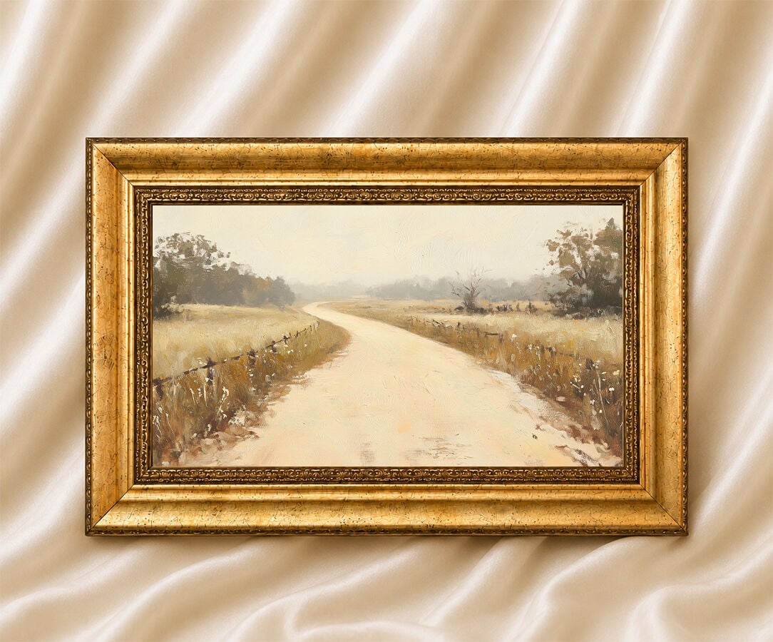 Manzara Vintage Yağlı Boya Görünümlü  Çerçeveli Tablo