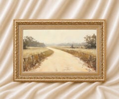 Manzara Vintage Yağlı Boya Görünümlü  Çerçeveli Tablo