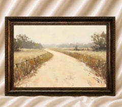 Manzara Vintage Yağlı Boya Görünümlü  Çerçeveli Tablo