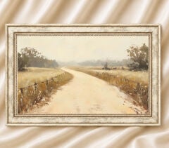 Manzara Vintage Yağlı Boya Görünümlü  Çerçeveli Tablo