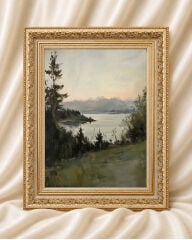 Vintage Çerçeveli Manzara Tablo Klasik Modern Duvar Dekoru
