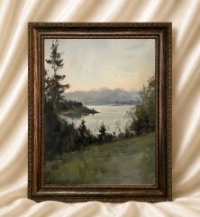 Vintage Çerçeveli Manzara Tablo Klasik Modern Duvar Dekoru