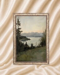 Vintage Çerçeveli Manzara Tablo Klasik Modern Duvar Dekoru