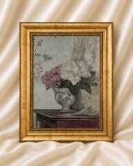 Klasik Modern Duvar Dekoru Vintage Çerçeveli Eskitme Çiçekler Tablo