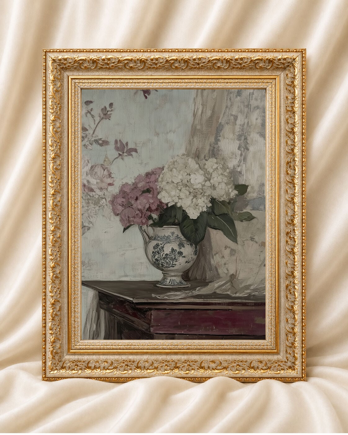 Klasik Modern Duvar Dekoru Vintage Çerçeveli Eskitme Çiçekler Tablo