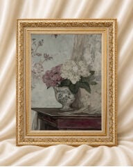 Klasik Modern Duvar Dekoru Vintage Çerçeveli Eskitme Çiçekler Tablo