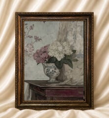Klasik Modern Duvar Dekoru Vintage Çerçeveli Eskitme Çiçekler Tablo